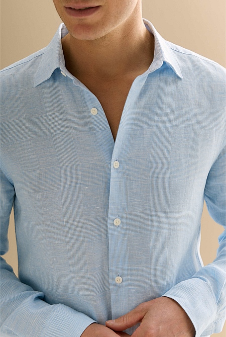 Tailored Fit Yarn Dyed Linen Textured Shirt