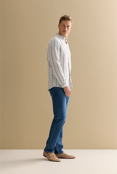 Regular Fit Linen Multi Stripe Shirt