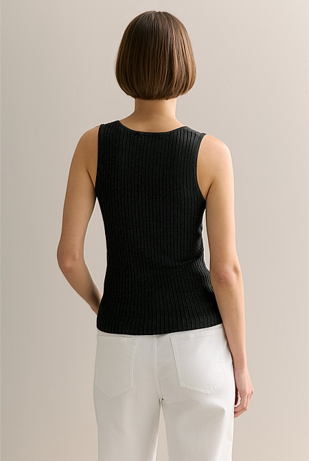 Shimmer Knit V Neck Tank