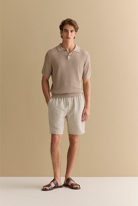 Linen Cotton Herringbone Polo