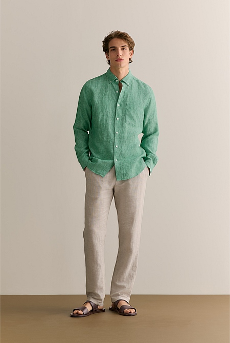 Regular Fit Delave Linen End on End Shirt