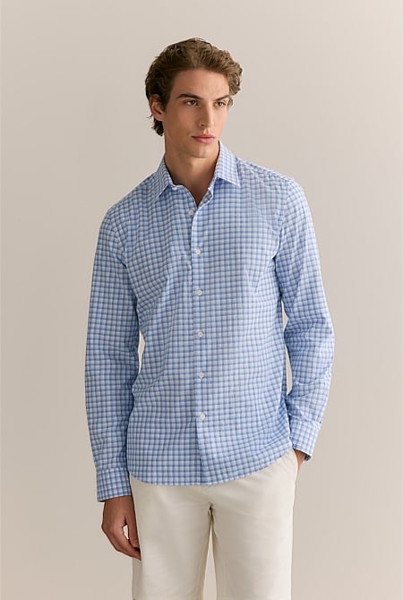 Tailored Fit Cotton Poplin Gingham Shirt