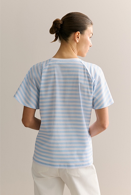 Cotton Interlock Stripe Raglan T-shirt