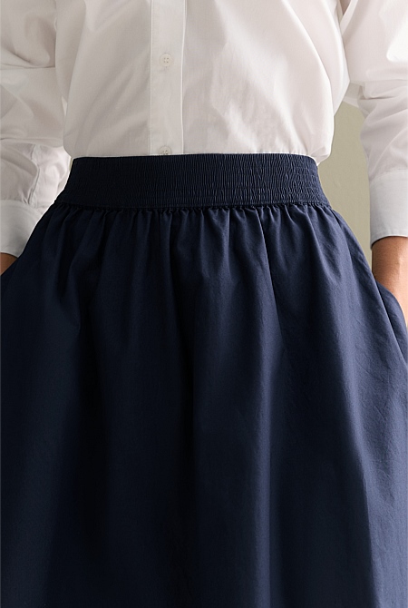 Cotton Poplin Pull On Skirt