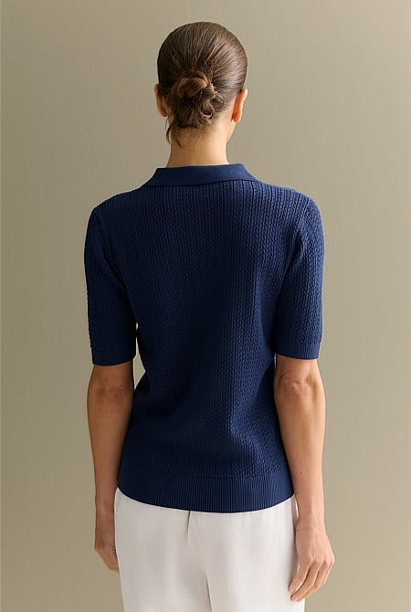 Mercerised Lace Knit Polo