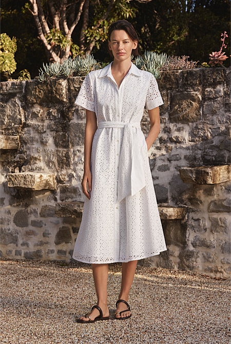 Broderie Anglaise Shirt Dress