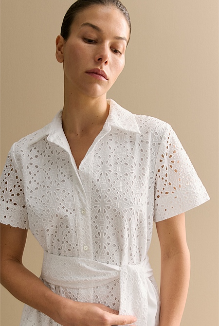 Broderie Anglaise Shirt Dress