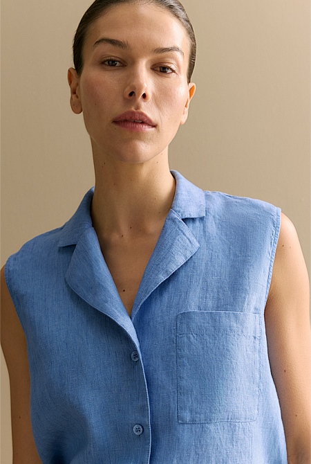 Delave Linen Sleeveless Shirt