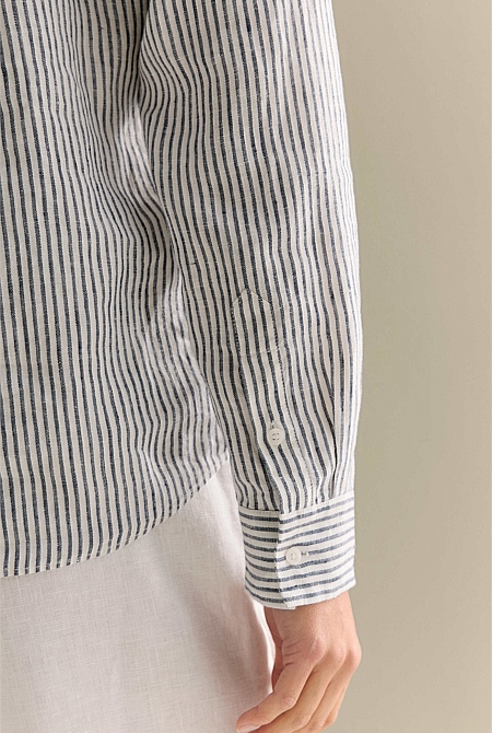 Yarn Dyed Linen Stripe Shirt