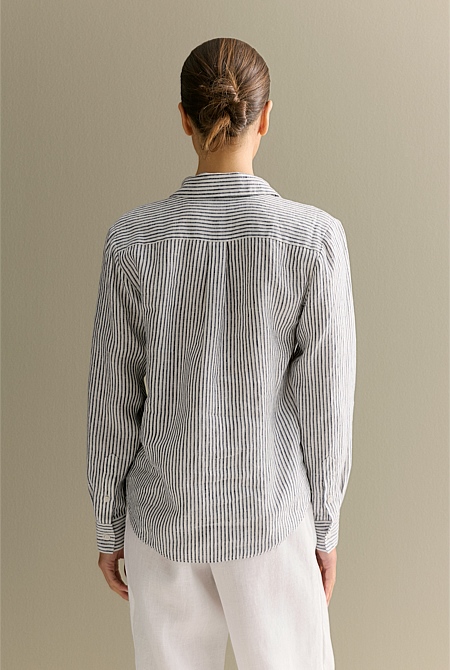 Yarn Dyed Linen Stripe Shirt