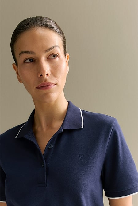 Australian Cotton Pique Tipped Monogram Polo