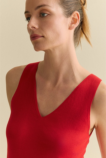 Mercerised V Neck Tank