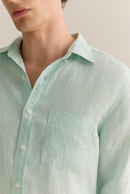 Regular Fit Delave Linen Long Sleeve Shirt