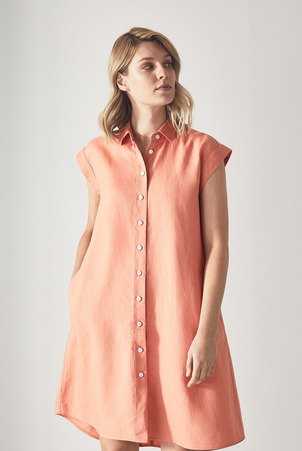 Linen A-Line Shirt Dress