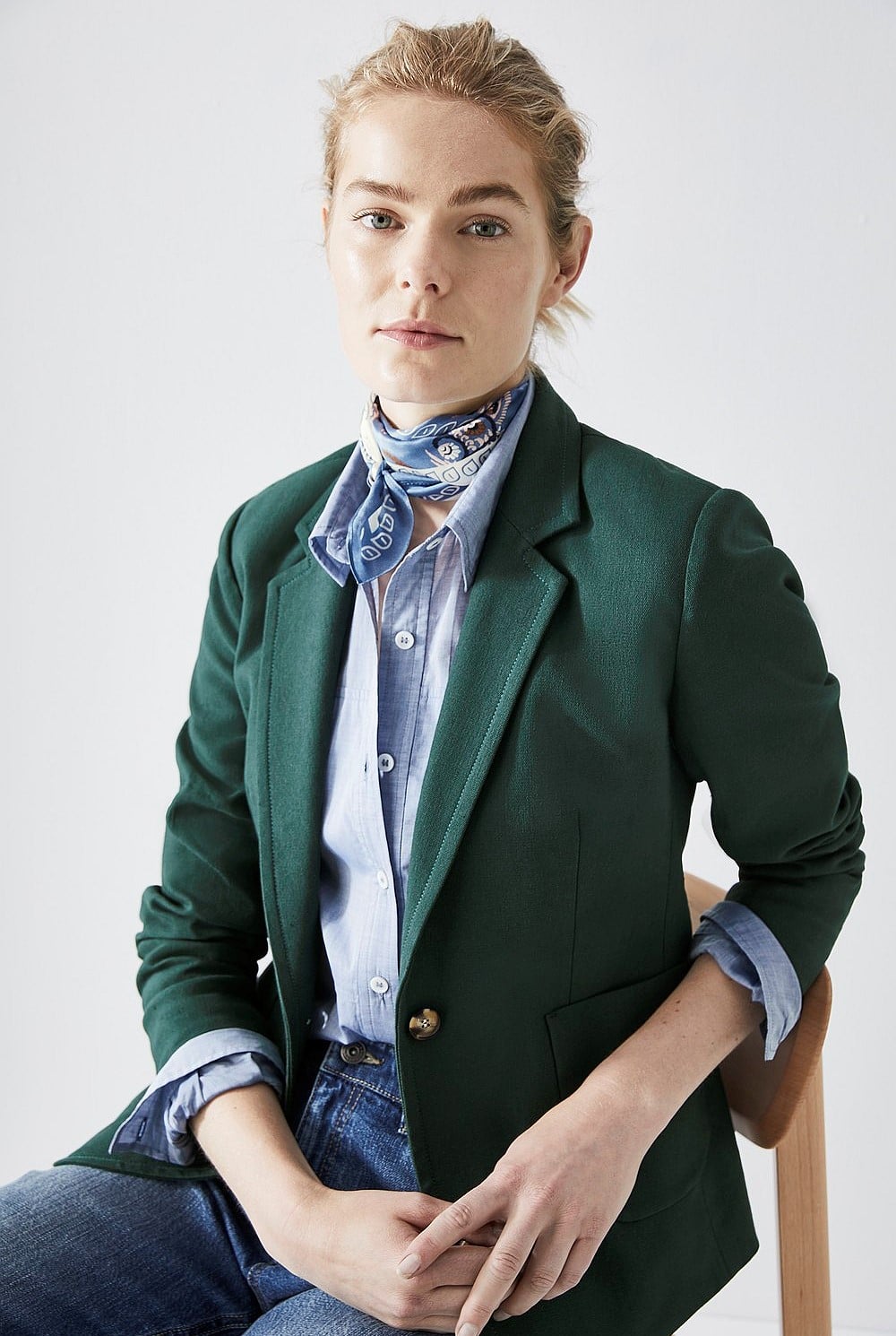 Cotton Linen Pocket Blazer