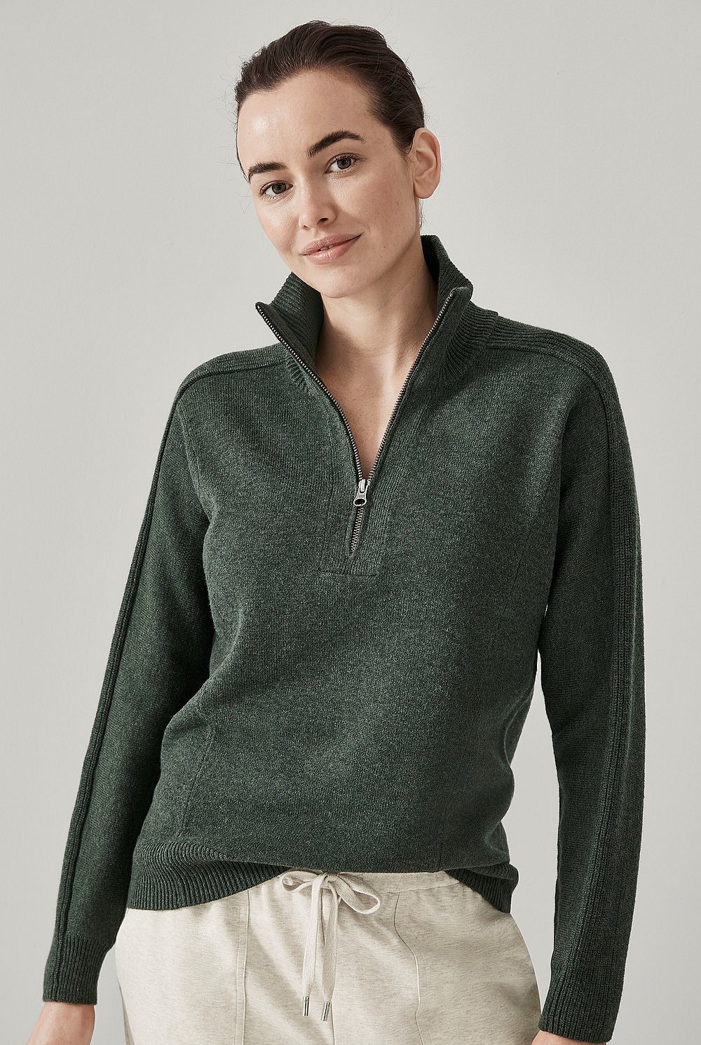 Merino Cotton Half Zip Knit