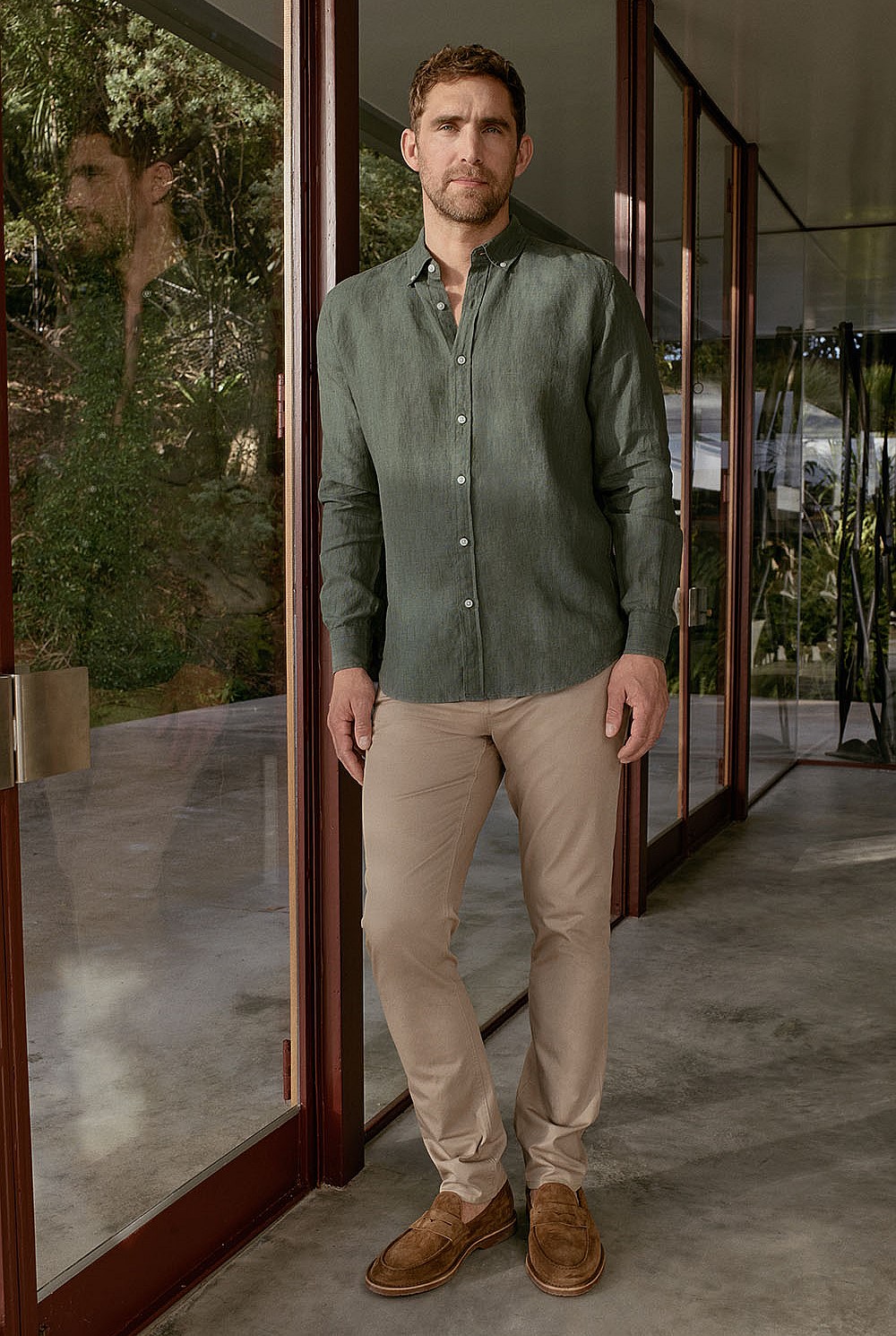 Tailored Fit Delave Linen Long Sleeve Shirt