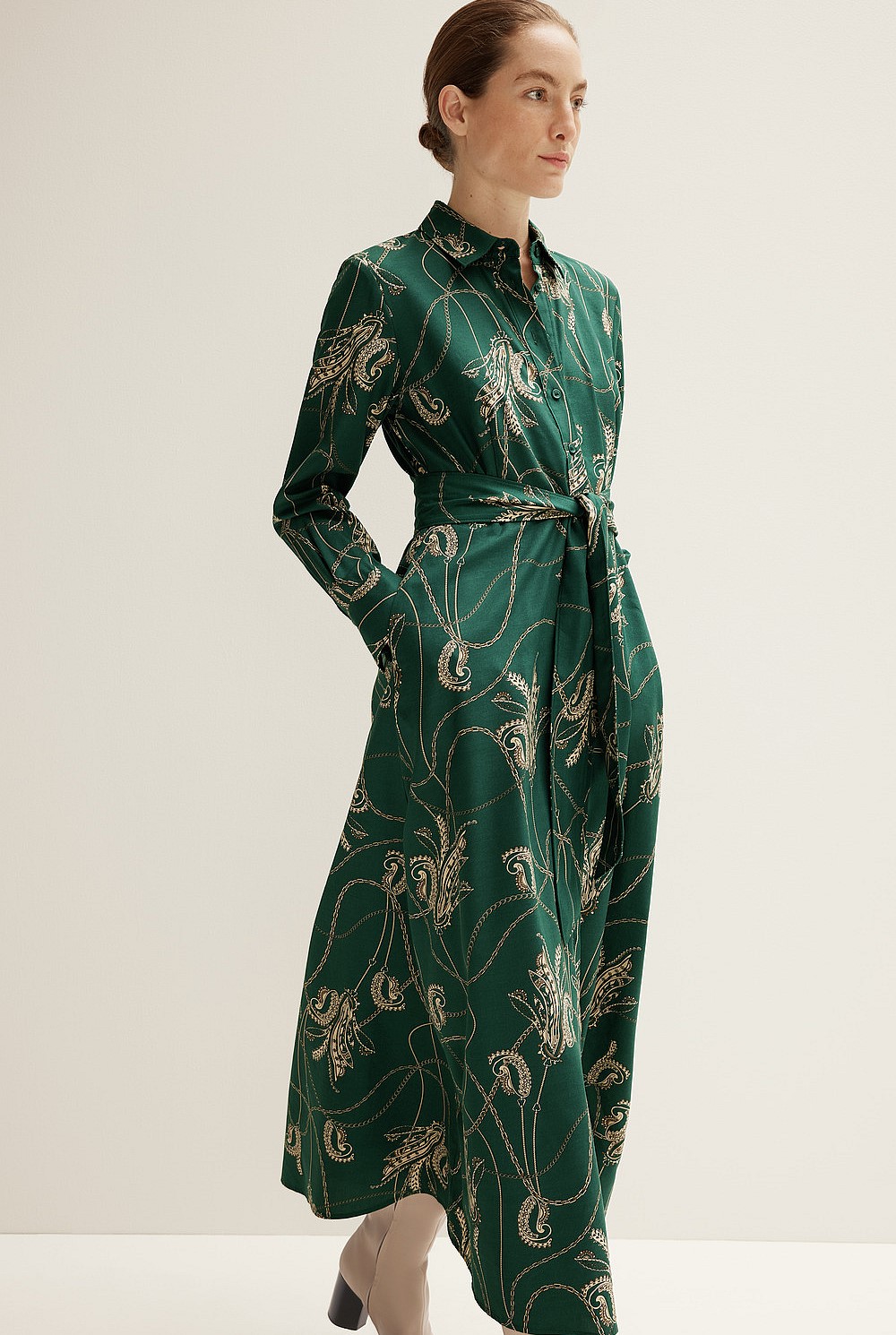 Cotton Modal Ornate Chain Shirt Dress