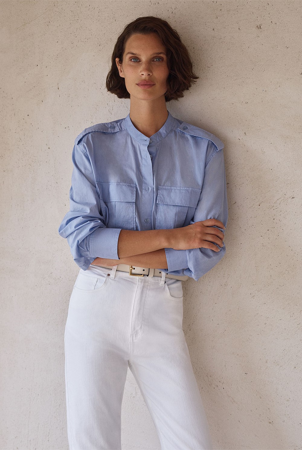 Cotton Voile Pocket Detail Shirt