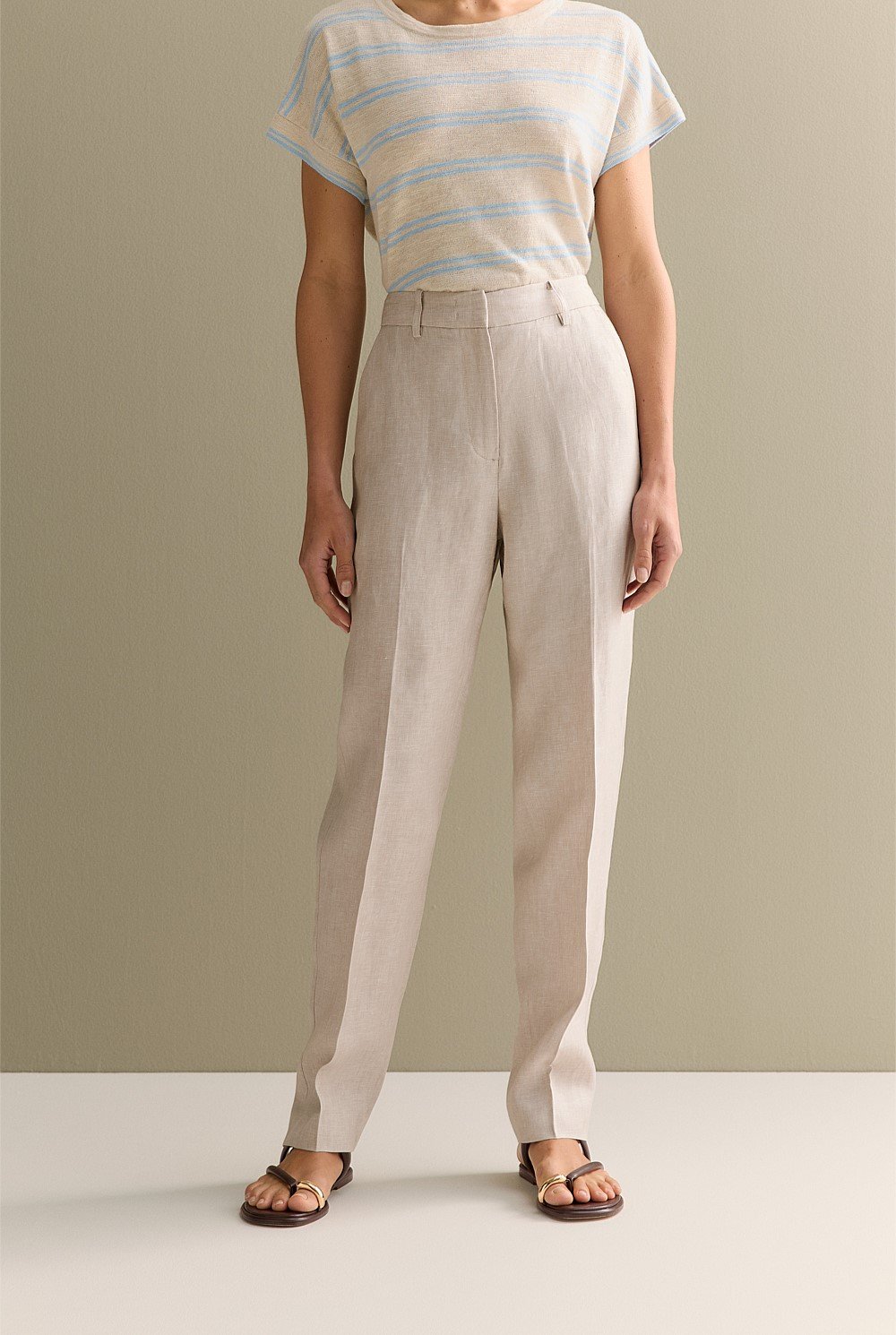 Yarn Dyed Linen Tapered Trouser