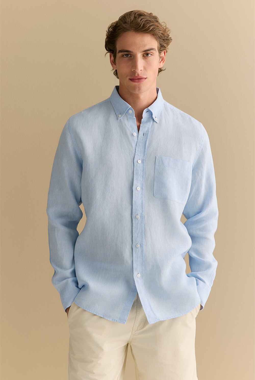 Regular Fit Delave Linen Long Sleeve Shirt