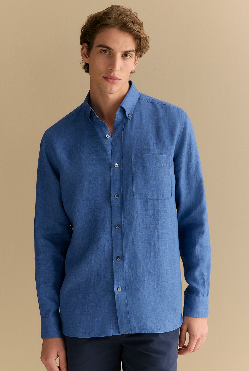 Regular Fit Delave Linen Long Sleeve Shirt