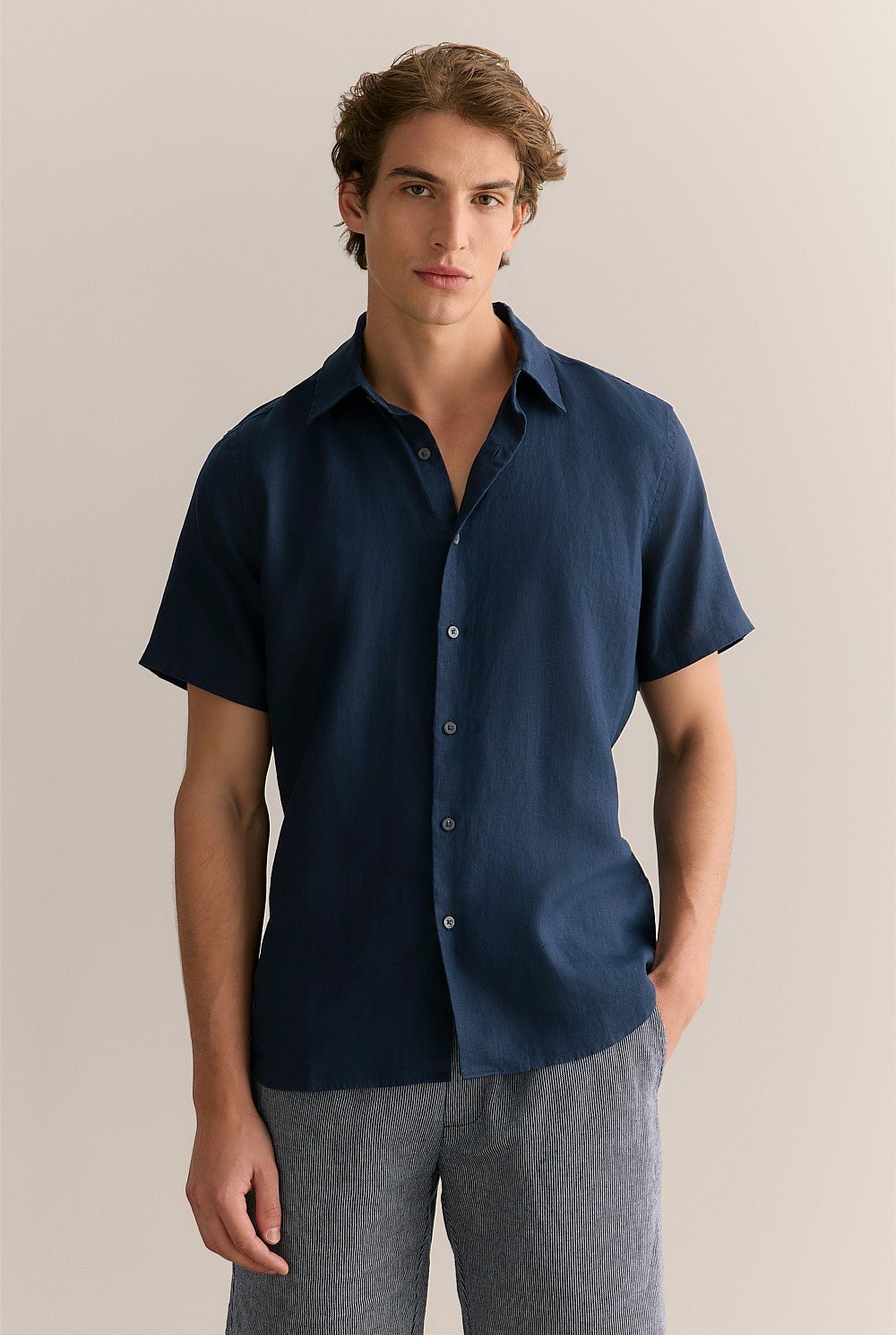 Regular Fit Linen Short Sleeve Shirt