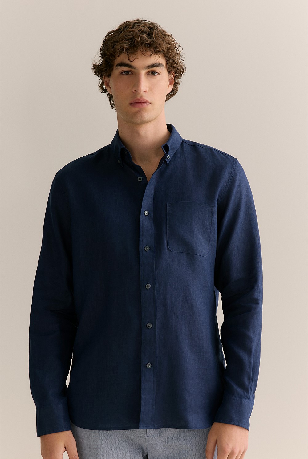 Regular Fit Linen Long Sleeve Shirt