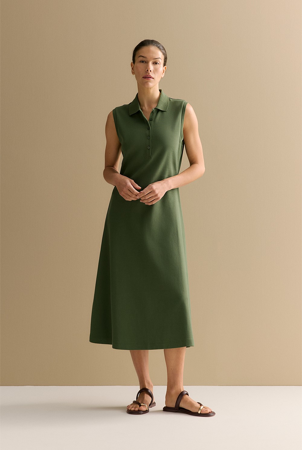 Cotton Pique Sleeveless Polo Dress