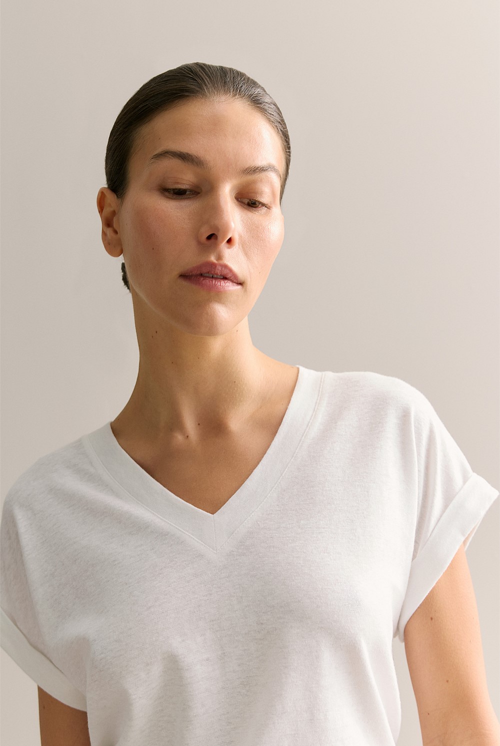 Linen Cotton V Neck T-shirt