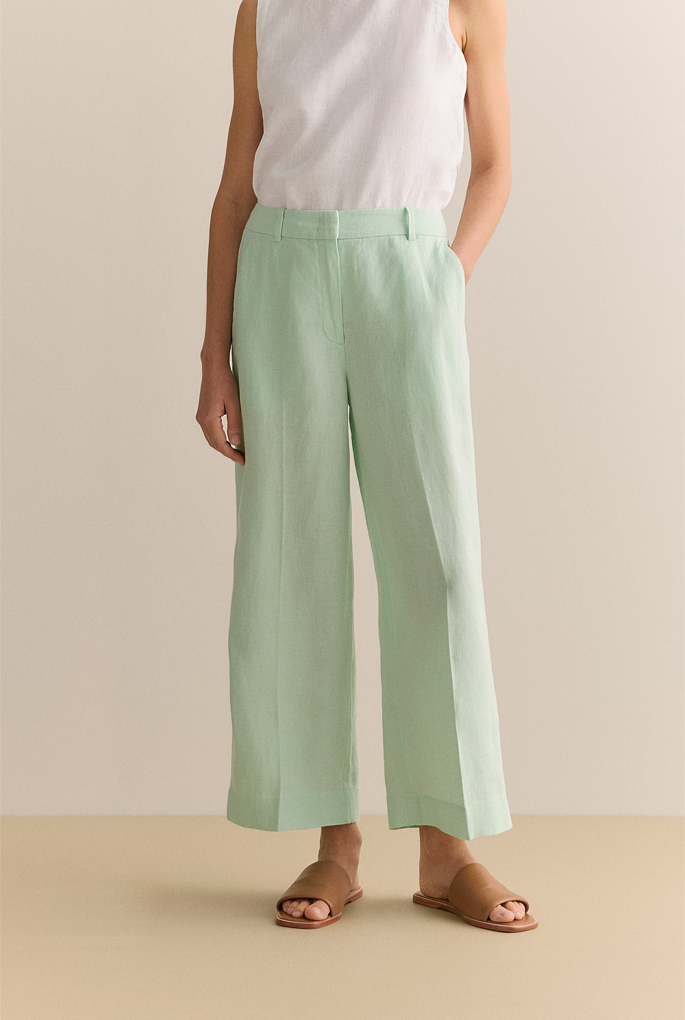 Linen Wide Leg Crop Pant