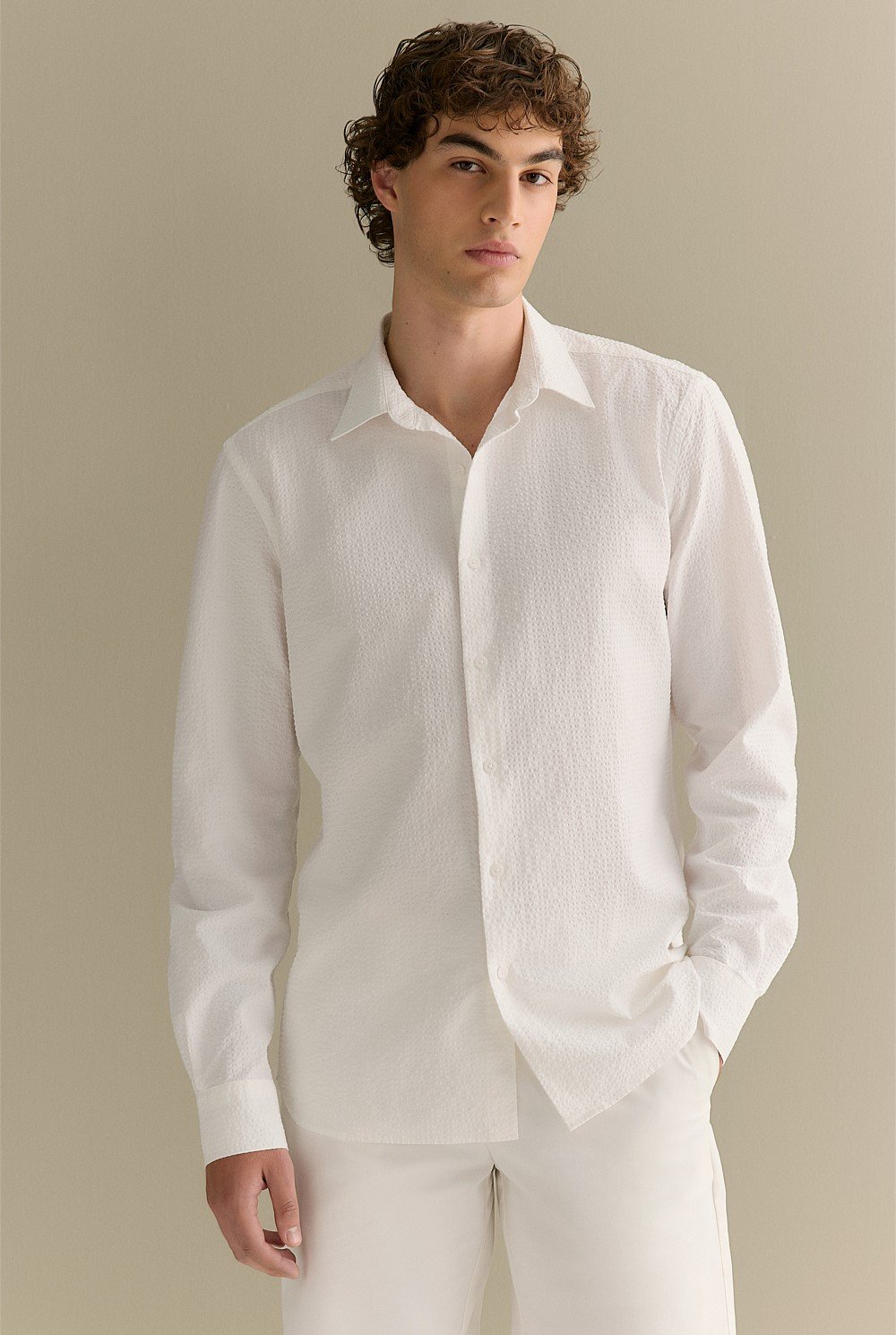 Tailored Fit Seersucker Long Sleeve Shirt