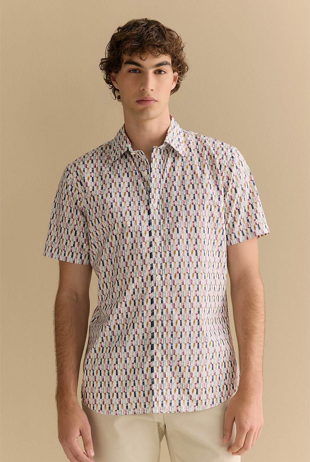 Regular Fit Dash Print Short Sleeve Shirt