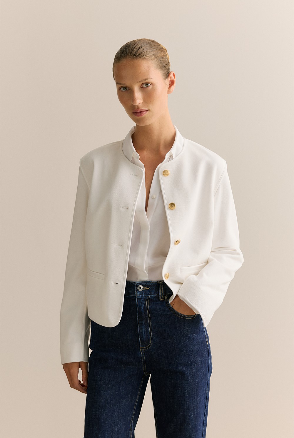Cotton Modal Woven Pique Jacket