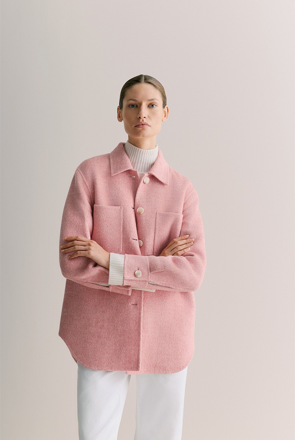 Australian Wool Herringbone Shacket