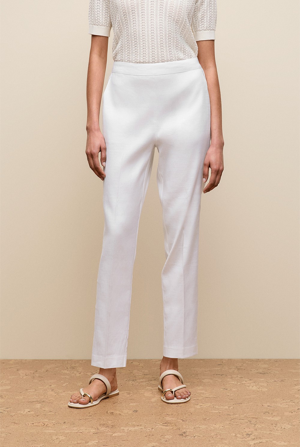 Stretch Linen Blend Pull On Pant