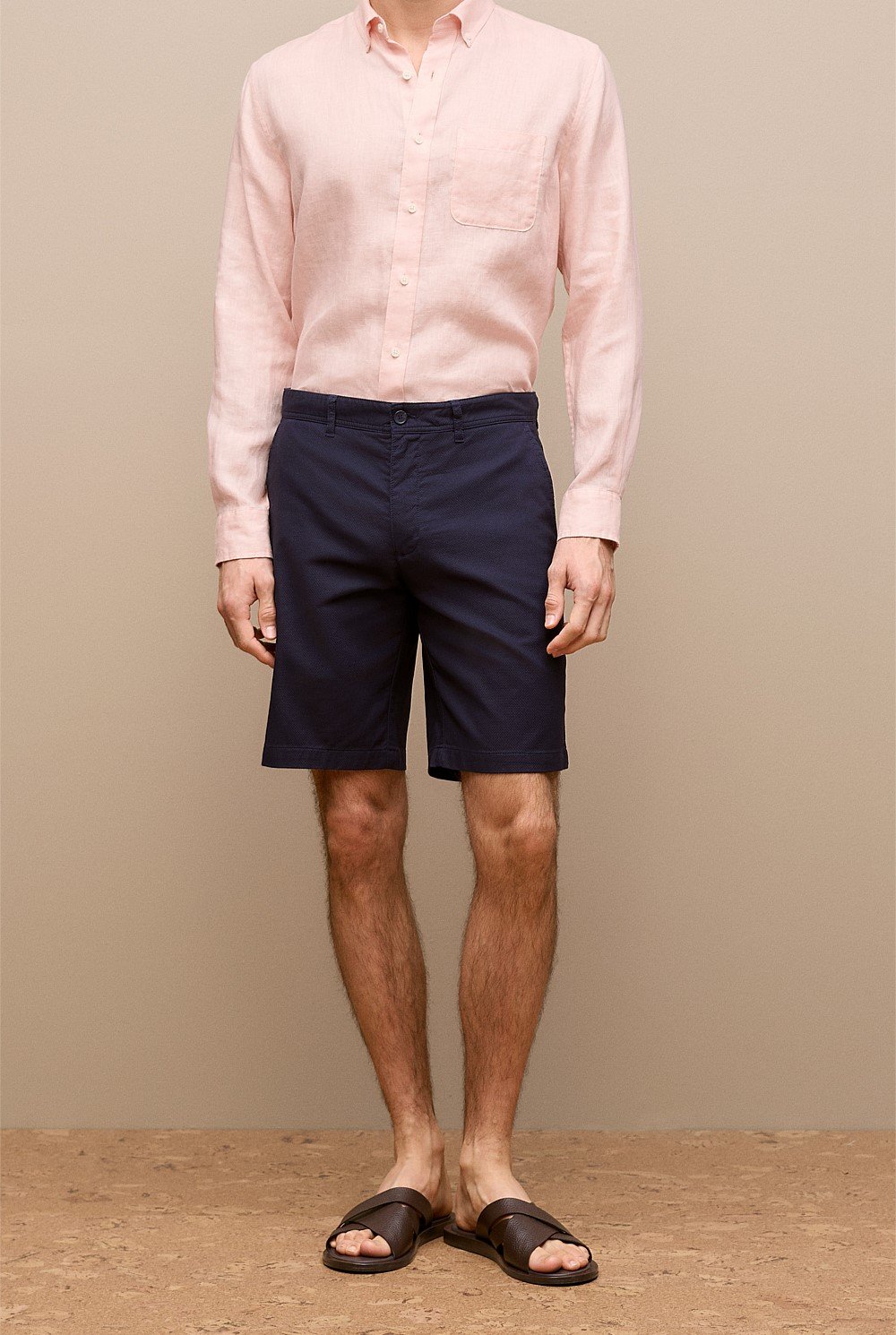 Stretch Cotton Dobby Longline Short