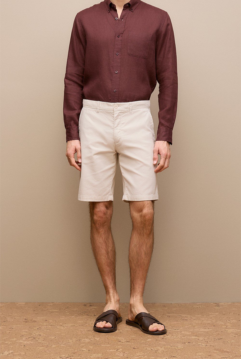Stretch Cotton Dobby Longline Short