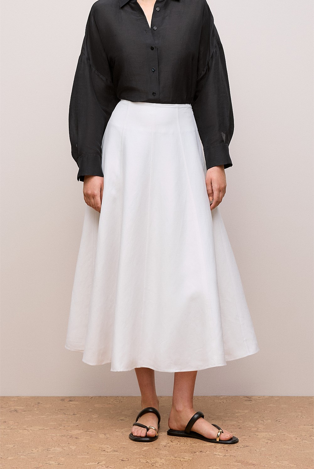 Textured Flare Midi Skirt