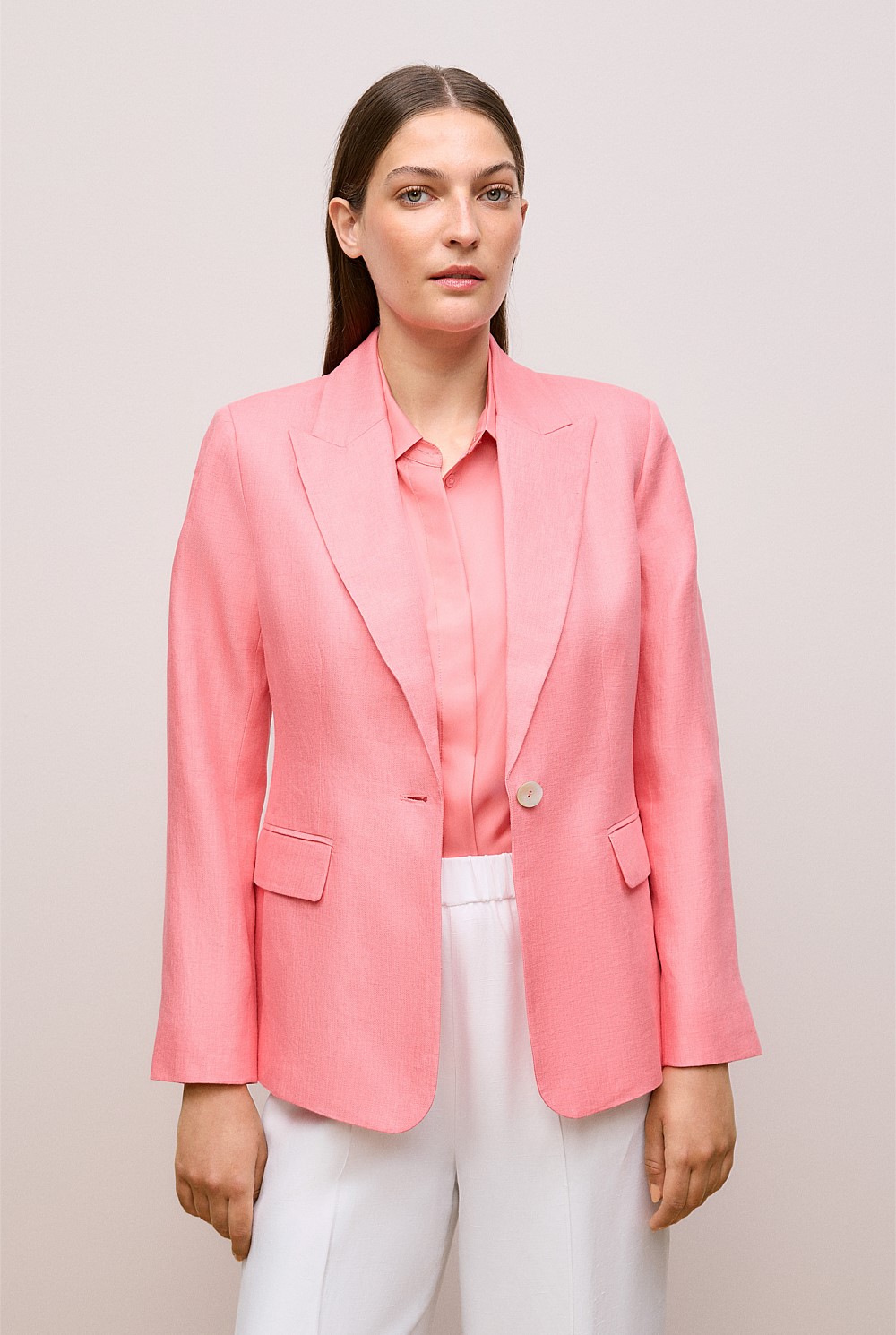 Linen Twill Single Breasted Blazer