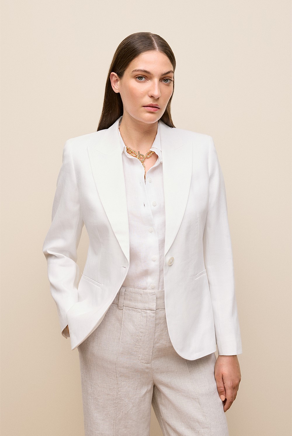 Linen Cotton Herringbone Blazer