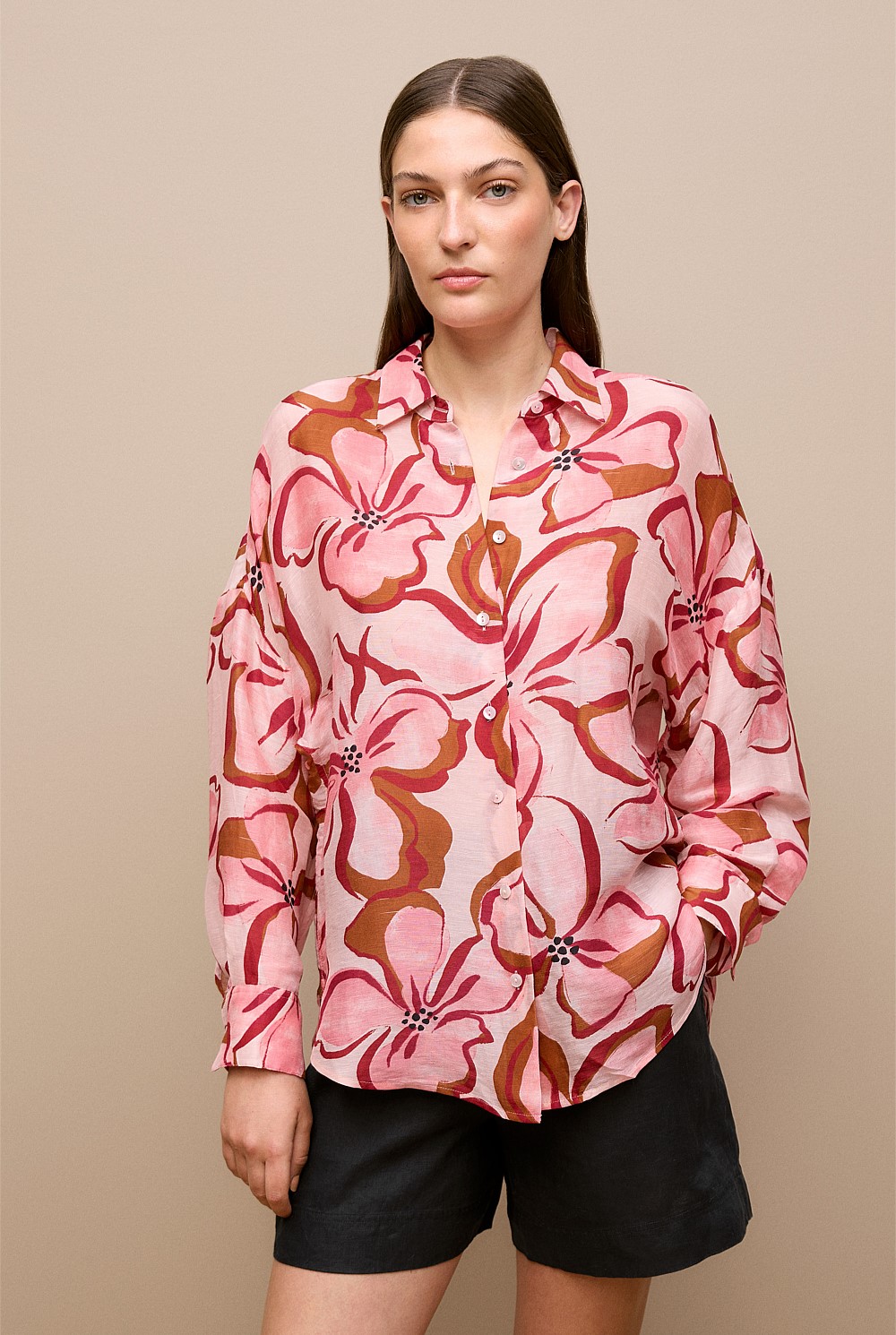 Peony Linen Silk Resort Shirt