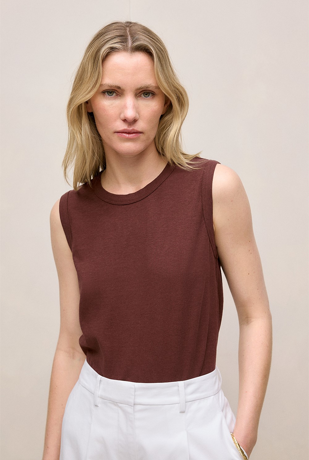 Linen Cotton Crew Tank