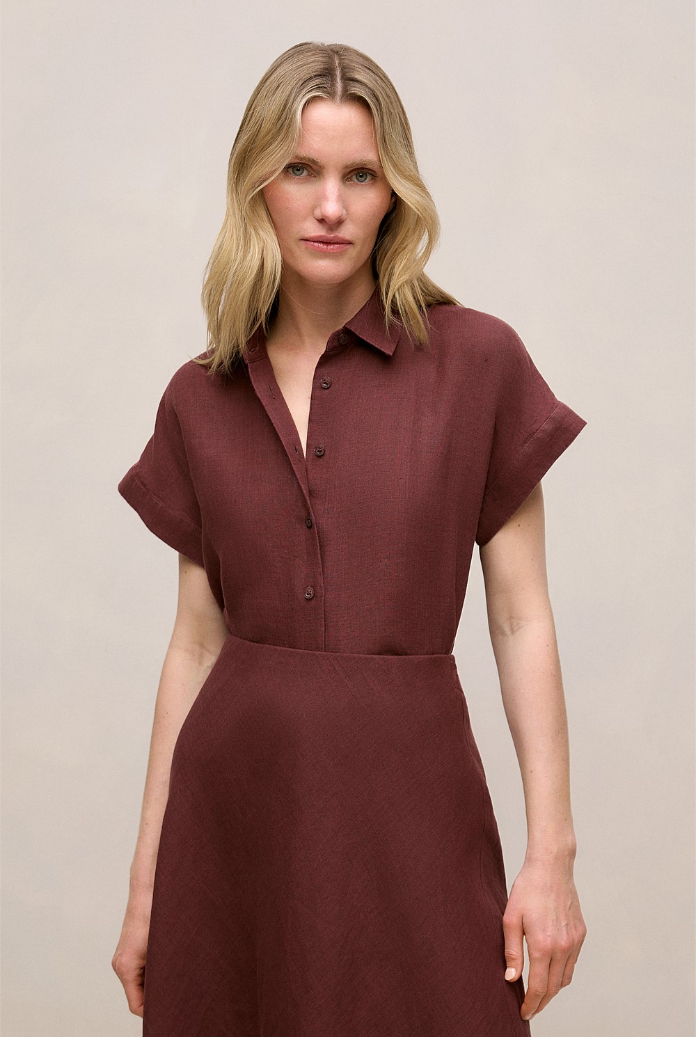 Delave Linen Cap Sleeve Shirt