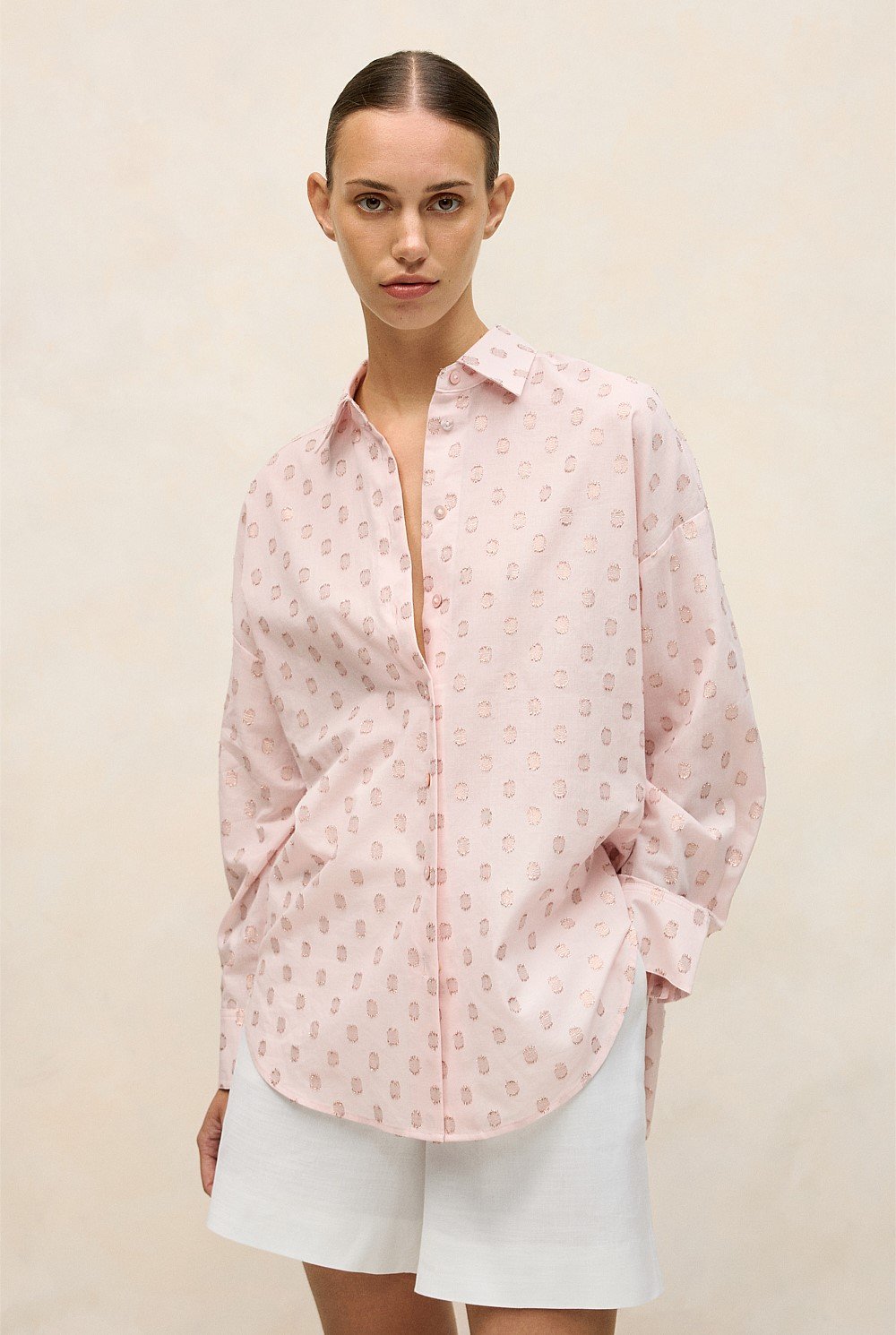 Cotton Blend Textured Spot Shirt