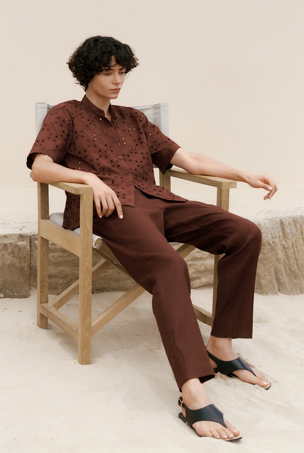 Stretch Linen Blend Pull On Pant