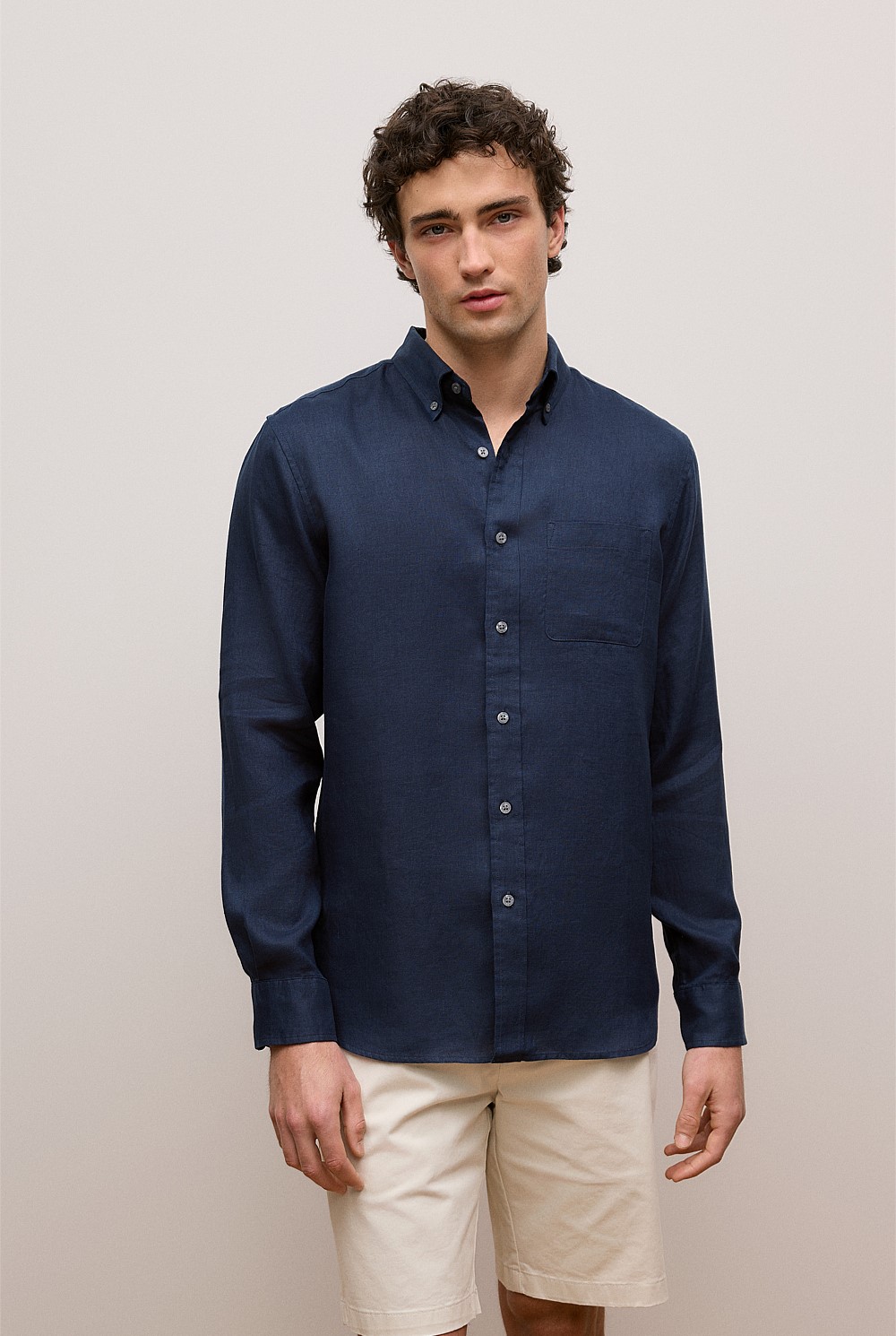 Regular Fit Linen Classic Long Sleeve Shirt