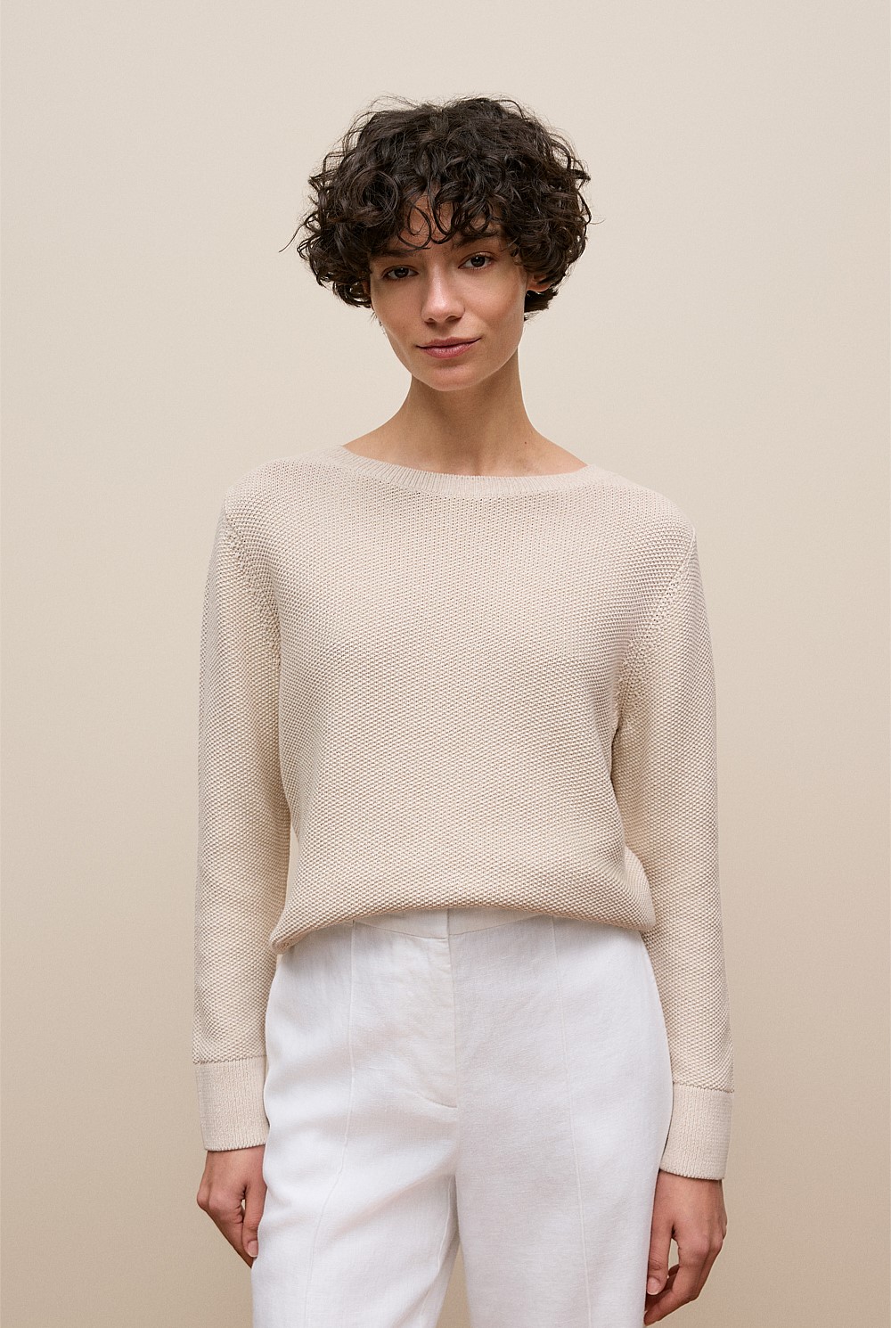 Cotton Linen Boatneck Knit