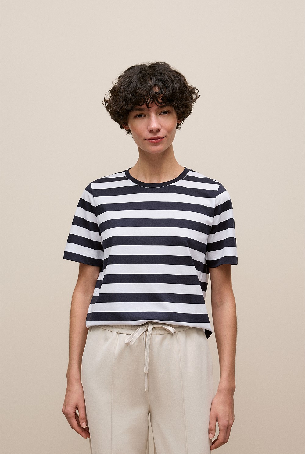 Mercerised Cotton Stripe T-shirt