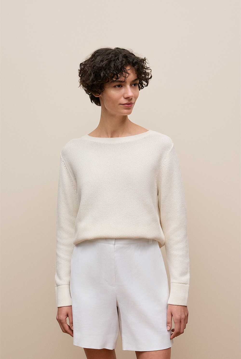 Cotton Linen Boatneck Knit
